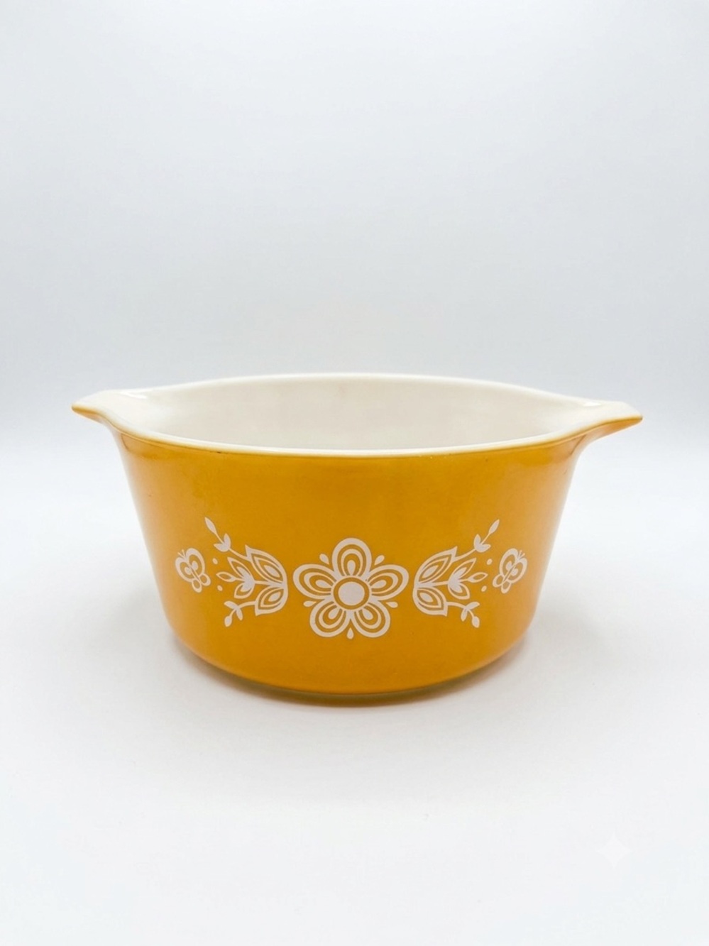 Vintage Pyrex Butterfly Gold 473-B Casserole Dish 1 QT Cinderella Bowl Yellow